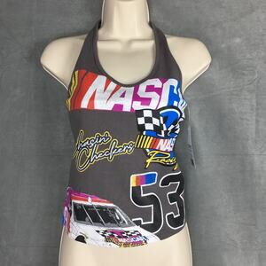 New Women's Nascar Racing No. 53 Grey Checkers Halter Tank Top Women's Sz M
